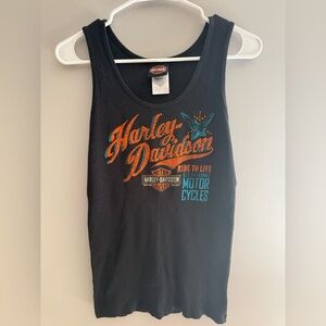 Harley Davidson Daytona FL Fitted Tank Top Womens SZ L Black Rhinestones Casual